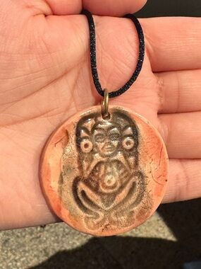Vintage Taíno Atabey Goddess Pendant Necklace - Puerto Rico Artisan Souvenir